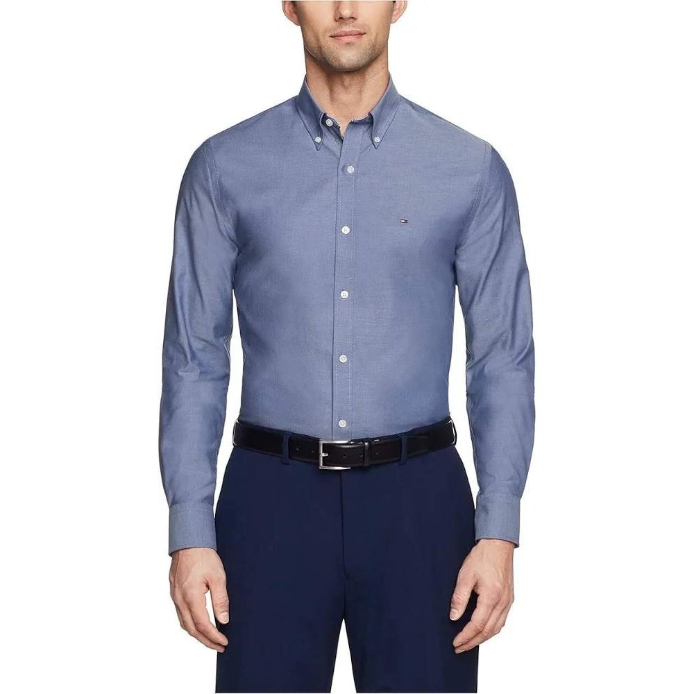 Tommy Hilfiger TH Flex Slim Fit Stretch Oxford Dress Shirt Peacoat 15.5 34-35